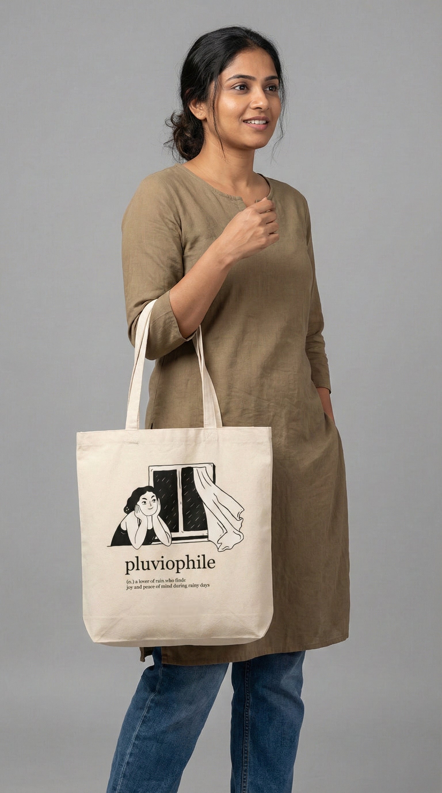 Raindrop Rhapsody Pluviophile Tote Bag with Zipper