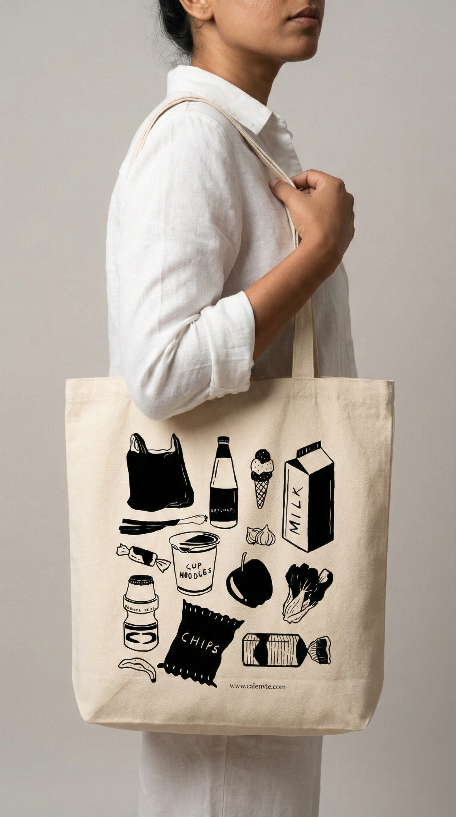 Minimalist Market Grocery 2 Tote Bag with Zipper
