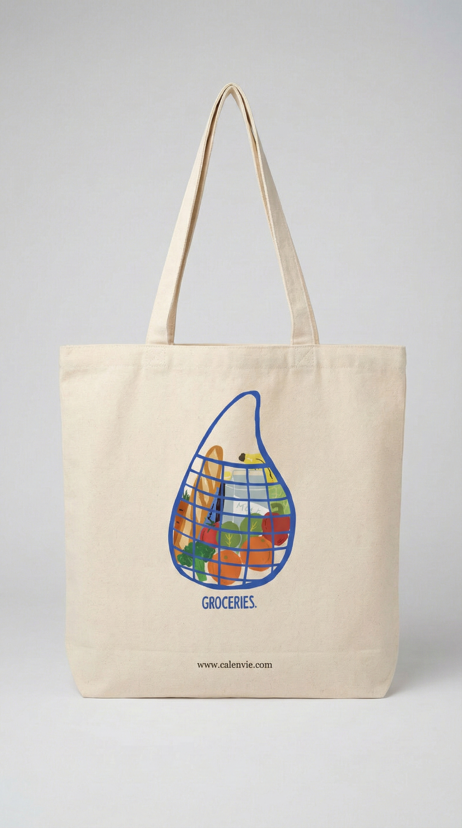 Fresh Minimalist Grocery Tote Bag with Zipper