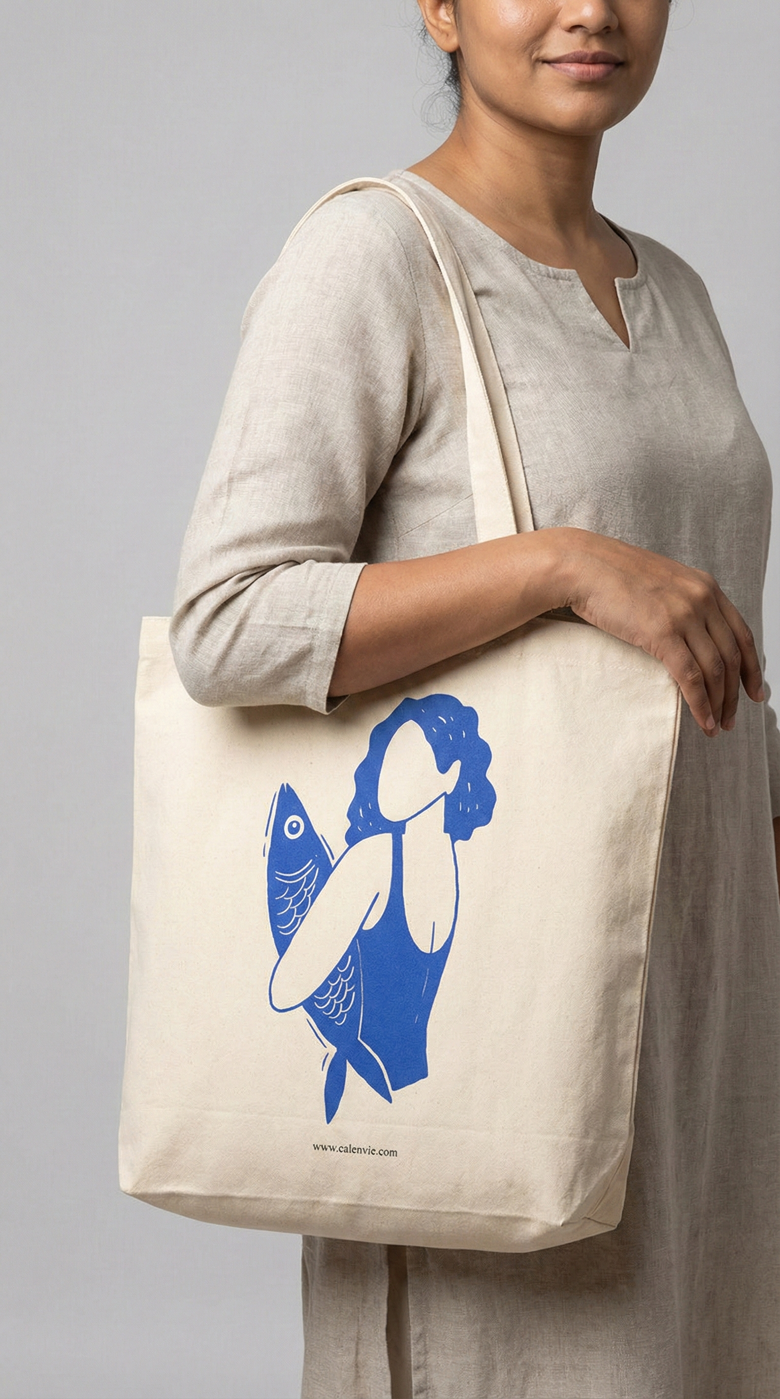Minimalist Marine Fish Minimal Tote Bag with Zipper