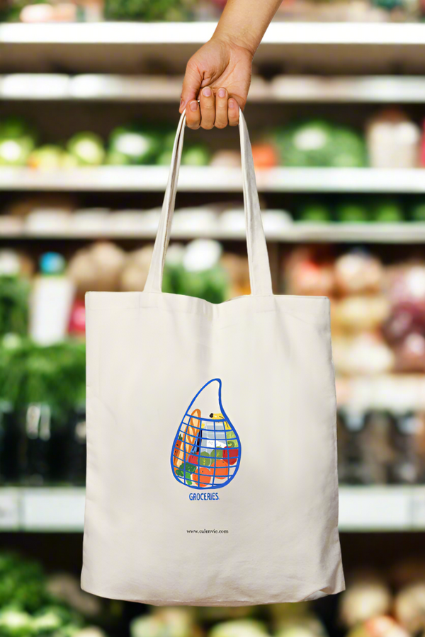 Fresh Minimalist Grocery Tote Bag with Zipper