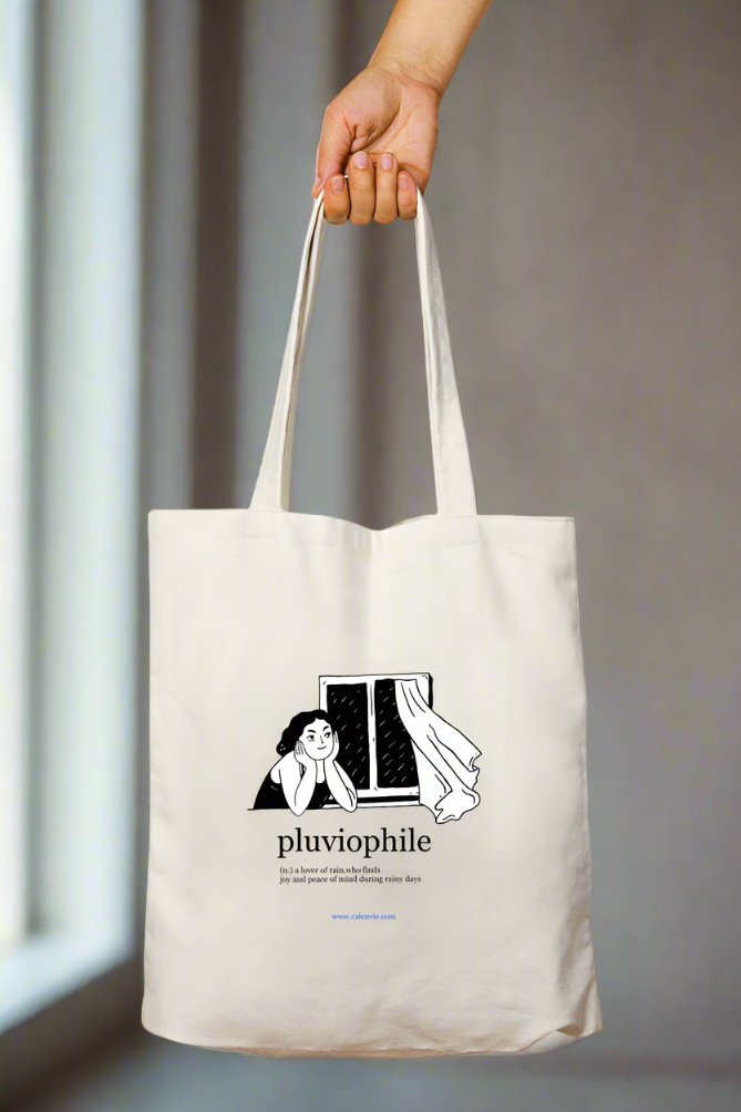 Raindrop Rhapsody Pluviophile Tote Bag with Zipper