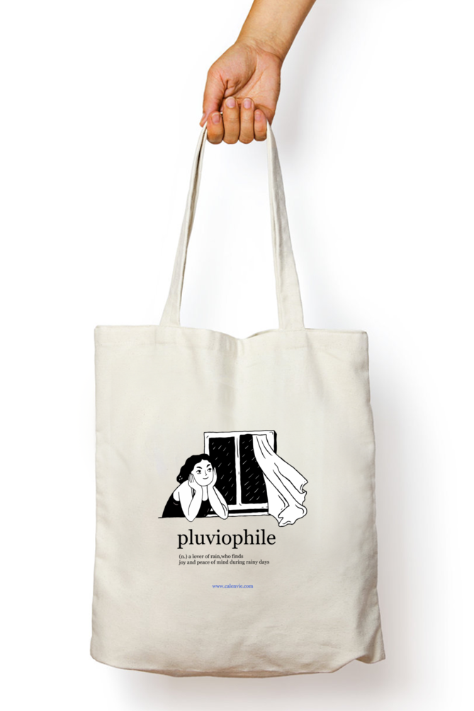 Raindrop Rhapsody Pluviophile Tote Bag with Zipper