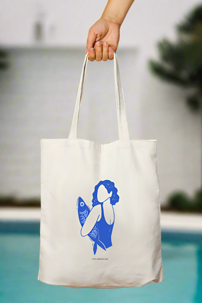 Minimalist Marine Fish Minimal Tote Bag with Zipper