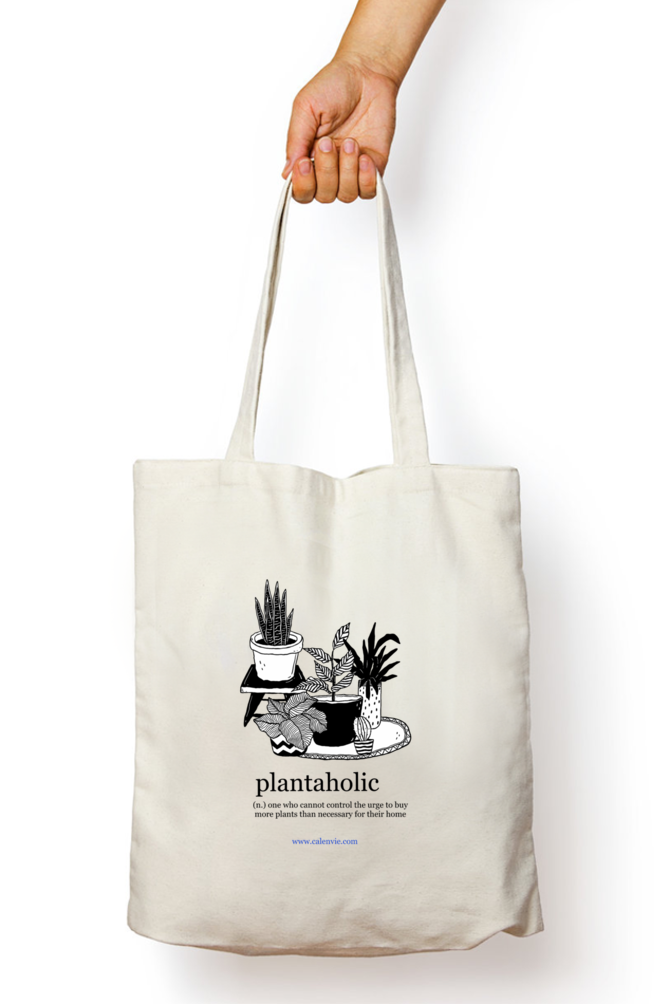 Green Thumb Galore Plantaholic Tote Bag with Zipper