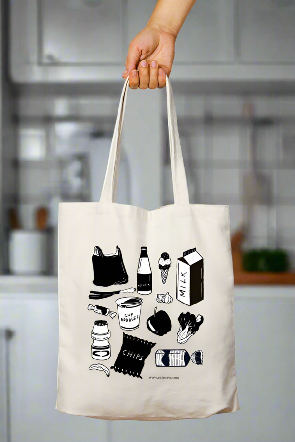 Minimalist Market Grocery 2 Tote Bag with Zipper