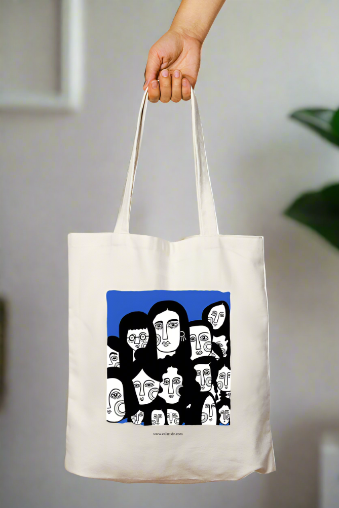 Femme Power Faces Tote Bag with Zipper