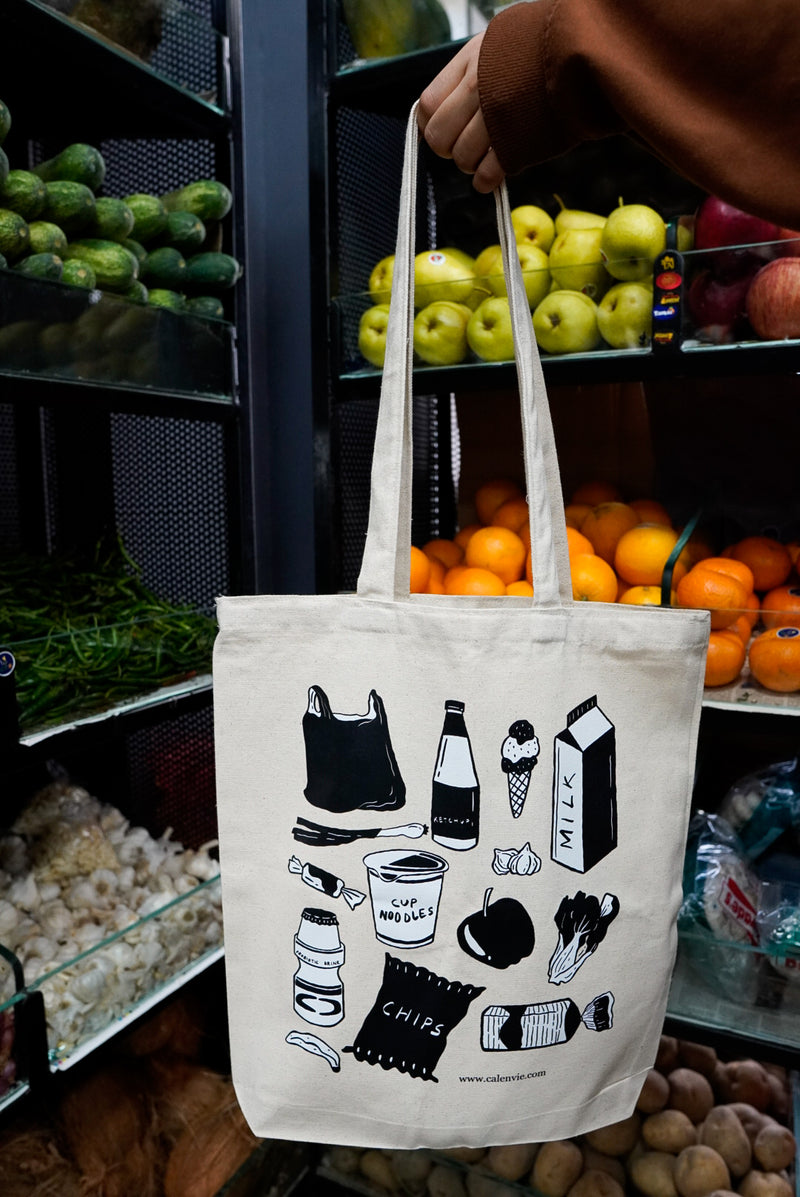 Minimalist Market Grocery 2 Tote Bag with Zipper