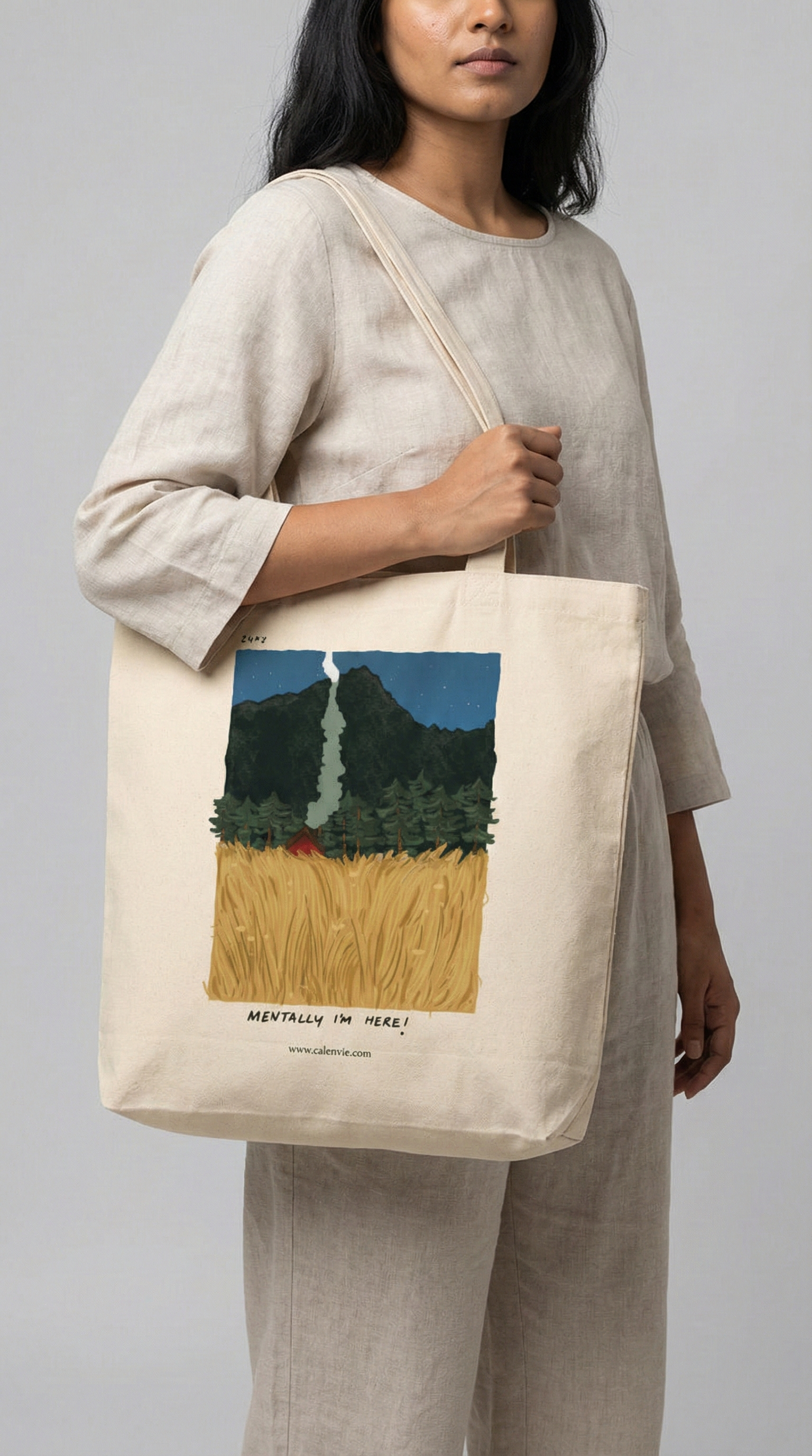 Daydreamer’s Delight Mentally I'm Here Tote Bag with Zipper