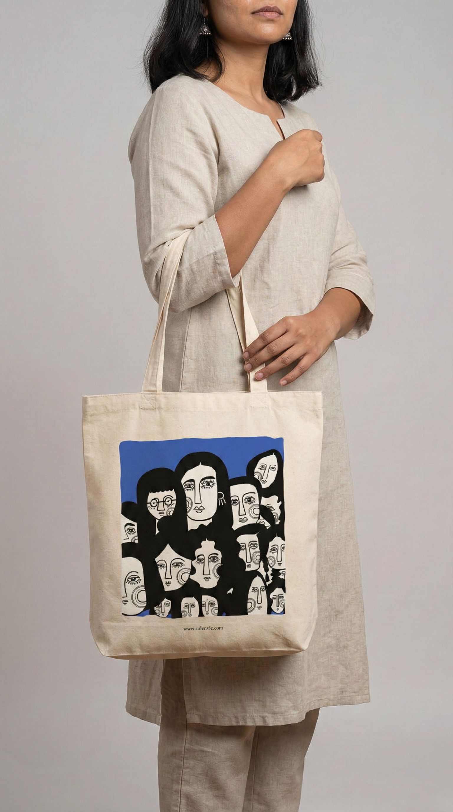 Femme Power Faces Tote Bag with Zipper