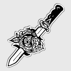 Dagger And Roses Tribal Art Sticker