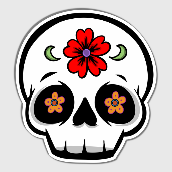 Flower And Skull Sticker