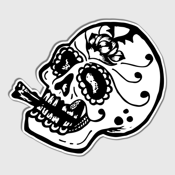 Smoking Skull Tribal Art Sticker